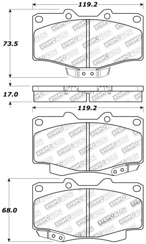 Toyota Hi Lux Brake Pads - Front - Stoptech - Sport w/Shims and Hardware - `04-`09