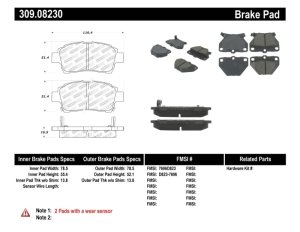 Pontiac Vibe Brake Pads - Rear - Stoptech - Performance - `03-`08
