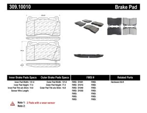 Cadillac ATS Brake Pads - Front - Stoptech - Sport - `13-`19