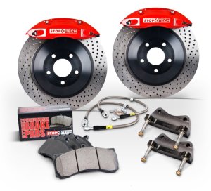 Audi A3 Quattro Brake Kit - Front - Stoptech - ST-41 Calipers + 328x25mm Slotted Rotors - Silver - `15-`19