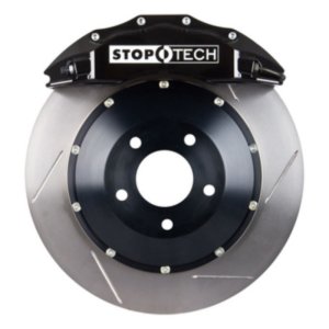 Audi S5 Big Brake Kit - Front - Stoptech - ST-60 Calipers + Slotted Two-Piece AeroRotors - Black - `08-`15