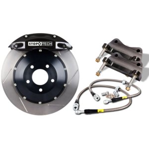 BMW 1 Series Brake Kit - Rear - Stoptech - Slotted Two-Piece Rotor + ST-40 Calipers + StopTech Street Performance Pads + Stainless Steel Lines - Black - 2011