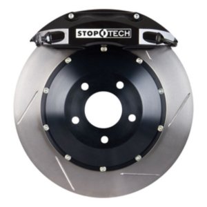 BMW 1 Series Brake Kit - Front - Stoptech - Slotted Two-Piece Rotors + StopTech ST-40 Calipers + StopTech Street Performance Pads + Stainless Steel Lines - Black - 2011