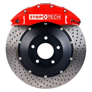 Porsche 911 Carrera S Brake Kit - Front - Stoptech - ST-60 Caliper + 2pc Drilled 380x32mm AeroRotors + Street Performance Pads - Red - `05-`10 Porsche 911 Carrera S Brake Kit - Front - Stoptech - ST-60 Caliper + 2pc Drilled 380x32mm AeroRotors + Street Performance Pads - Red - `05-`10