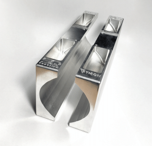 Mercedes-Benz E350 Brake Rotors (2) - Front - Stoptech - C-Tek Slotted/Drilled Rotors + Centric Premium Pads - Silver - `06-`09