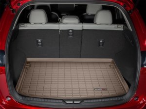 Mazda CX-5 Cargo Liner - Upper Cargo Area - WeatherTech - Raised Lip, Textured Finish - Tan - `22-`27