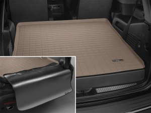 Cadillac Escalade Cargo Liner w/ Bumper Protector - Behind 2nd Row Seating - WeatherTech - Tan - `15-`27