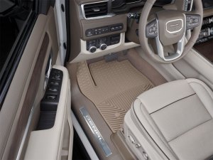 Cadillac Escalade Floor Mats - Front - WeatherTech - Rubber - Tan - `21-`27