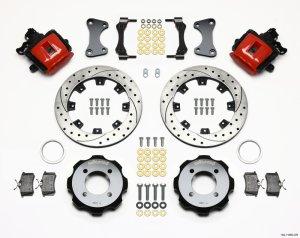 Ford Fiesta Brake Kit - Rear - Wilwood - Combination Parking Brake + 11.75in Drilled Rotors + BP-10 compound pads - Red - `11-`27