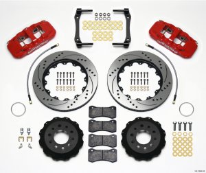 Chevrolet Corvette C7 Brake Kit - Rear - Wilwood - AERO4 Calipers + BP-10 Pads + 14.25in Drilled Rotors - Red - `14-`27
