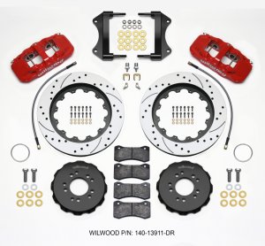 Chevrolet Corvette C7 Brake Kit - Front - Wilwood - AERO6 with 15.00 Drilled Rotors + Lines - Red - `14-`27 Chevrolet Corvette C7 Brake Kit - Front - Wilwood - AERO6 with 15.00 Drilled Rotors + Lines - Red - `14-`27