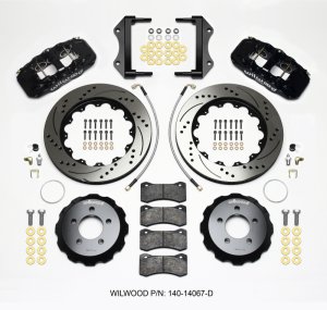 Dodge Challenger Brake Kit - Front - Wilwood - AERO6 Calipers + 14.25 Drilled Rotors - `14-`27