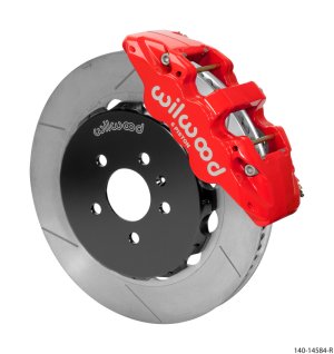 Audi A4 Brake Kit - Front - Wilwood - AERO6 Drilled & Slotted Rotors - Red - `08-`12