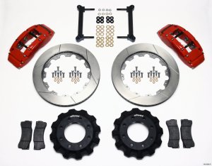 GMC Hummer H2 Brake Kit - Front - Wilwood - TC6R Calipers + Directional Vane Rotors + BP-10 Brake Pads - Red - `99-`10