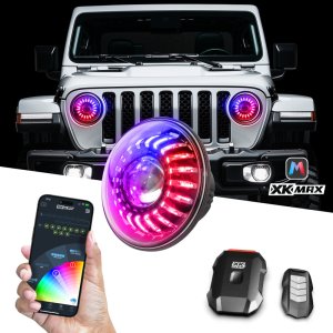 Jeep Wrangler JT Headlights - XKGLOW - XKmax RGBW Kit w/ Mnt Brkt App Cntrl - `19-`27
