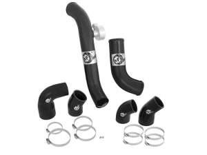 Ford Mustang Intercooler Tubes - Hot/Cold Side - aFe - BladeRunner Aluminum Hot and Cold Charge Pipe Kit - Black - `15-`23