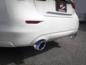 Infiniti Q50 Performance Exhaust - Rear - aFe - Cat Back - Blue Flame - `16-`18