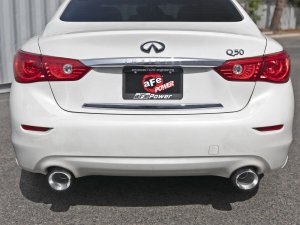 Infiniti Q50 Performance Exhaust - Dual Rear Exit - aFe - Takeda 2.5in 304 SS Cat-Back - Polished - `16-`18
