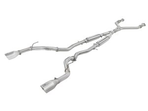 Infiniti Q50 Performance Exhaust - Dual Rear Exit - aFe - Takeda 2.5in 304 SS Cat-Back - Polished - `16-`18