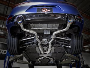 Infiniti Q60 Performance Exhaust - Rear - aFe - Takeda Cat Back - Blue Flame - `17-`19