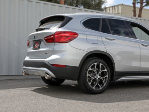 BMW X1 Performance Exhaust - Rear - aFe - MACH Force-Xp Axle-Back, 3 to 2-1/2 in 304 Stainless Steel, Dual 4 in Polished Tips, Factory-Style Valve (uses factory motor) - Polished - `15-`22