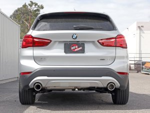 BMW X1 Performance Exhaust - Rear - aFe - MACH Force-Xp Axle-Back, 3 to 2-1/2 in 304 Stainless Steel, Dual 4 in Polished Tips, Factory-Style Valve (uses factory motor) - Polished - `15-`22