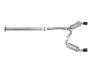Mitsubishi Lancer Performance Exhaust - Rear - aFe - Cat Back, Dual Rear Exit, Takeda 3in to 2.5in 304 SS - Black - `08-`15