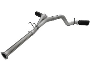 Ford Diesel Trucks Performance Exhaust - aFe - DPF Back, Large Bore-HD, 4 in. 409 Stainless Steel, Dual 6 in. Polished Tips - Black - `11-`14 Ford Diesel Trucks Performance Exhaust - aFe - DPF Back, Large Bore-HD, 4 in. 409 Stainless Steel, Dual 6 in. Polished Tips - Black - `11-`14
