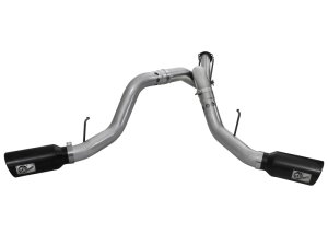 Ford Diesel Trucks Performance Exhaust - aFe - DPF Back, Large Bore-HD, 4 in. 409 Stainless Steel, Dual 6 in. Polished Tips - Black - `11-`14 Ford Diesel Trucks Performance Exhaust - aFe - DPF Back, Large Bore-HD, 4 in. 409 Stainless Steel, Dual 6 in. Polished Tips - Black - `11-`14