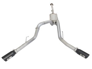 Ford F-150 Performance Exhaust - Dual Side Exit - aFe - MACH Force-Xp 3 IN 409 Stainless Steel Cat-Back - Black - `15-`20
