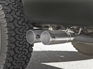 Ford F-150 Performance Exhaust - Dual Center Exit - aFe - Rebel Series Cat Back - Polished - `09-`14
