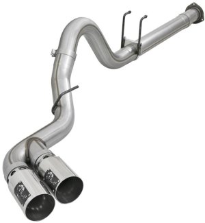 Ford F350 Performance Exhaust - aFe - Rebel XD Series 4 IN 409 Stainless Steel DPF-Back w/Dual Polished Tips - Polished - `11-`14