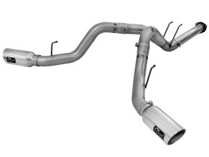 Ford Diesel Truck Performance Exhaust - aFe - Large Bore-HD 4in 409 Stainless Steel DPF-Back w/Polished Tips - Polished - `15-`16