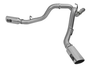 GMC Truck Performance Exhaust - aFe - Large Bore HD 4in Dual DPF-Back, Single To Dual Conversion - Polished - `16-`17