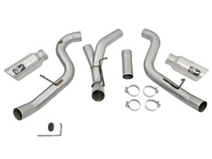 GMC Truck Performance Exhaust - aFe - Large Bore HD 4in Dual DPF-Back, Single To Dual Conversion - Polished - `16-`17