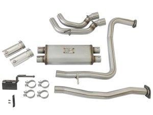 Nissan Titan Performance Exhaust - Dual Mid-Side Exit - aFe - Rebel Series Cat-Back - Polished - `16-`17