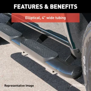 Toyota Tacoma Side Steps - 4" Oval - Black Steel - Double Cab - '24+