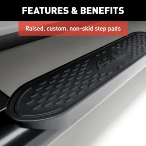 Toyota Tacoma Side Steps - 4" Oval - Black Steel - Double Cab - '24+