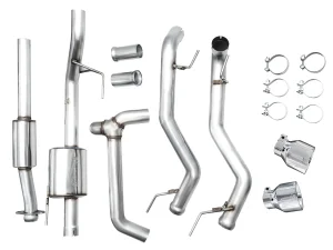 Ford F150 Performance Exhaust - AWE Tuning - Cat Back, 0FG Resonated - Chrome Silver Tips - w/ Bumper Cutouts `21-`27