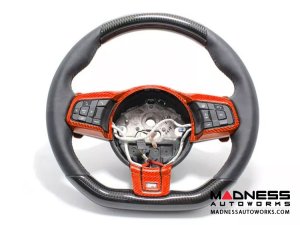 Jaguar F-TYPE Interior Trim - Carbon Fiber - Steering Wheel Trim - R - Flat Bottom Style Wheel - Red Candy