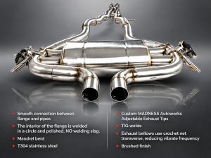 Jaguar F-TYPE Performance Exhaust System - MADNESS - 3.0L V6 - Dual Center Exit - Electronic Valve Design - Black Exhaust Tips