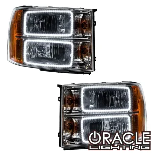 GMC Sierra Headlight Assemblies - ORACLE Lighting - Square Ring Design w/ BC2 Controller - ColorSHIFT - `07-`13