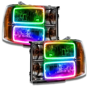 GMC Sierra Headlight Assemblies - ORACLE Lighting - Square Ring Design w/ BC2 Controller - ColorSHIFT - `07-`13