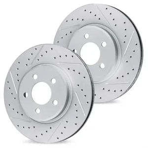 Alfa Romeo Giulia Brake Rotors (2) - Front - R1 Concepts - Drilled & Slotted Carbon Coated - `17-`25