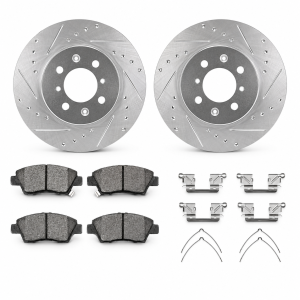 Honda Fit Brake Kit - Front - R1 Concepts - Drilled and Slotted Rotors + Performance Sport Pads - `09-`20 Honda Fit Brake Kit - Front - R1 Concepts - Drilled and Slotted Rotors + Performance Sport Pads - `09-`20