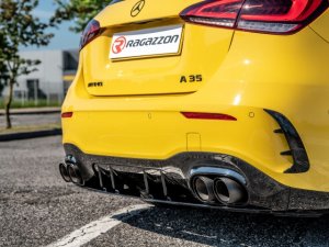 Mercedes Benz A-Class AMG A35 Performance Exhaust by Ragazzon - Rear Section - Integrated Valve - Quad Carbon Fiber Tips