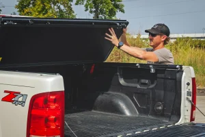 Chevrolet Silverado 1500 Hard Tri-Fold Bed Cover - Rough Country - Sleek Flush, Low-Profile Design - Matte Black - '07-'13