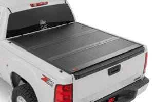 Chevrolet Silverado 1500 Hard Tri-Fold Bed Cover - Rough Country - Sleek Flush, Low-Profile Design - Matte Black - '07-'13