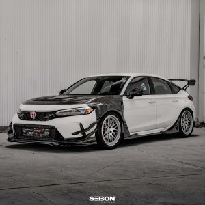 Honda Civic Type-R Side Skirt Extensions - Front - Seibon - MB-Style - Carbon Fiber - `23+