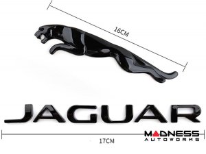 Jaguar Custom Emblem Set - Leaping Jaguar + Jaguar Lettering - Gloss Black Finish Jaguar Custom Emblem Set - Leaping Jaguar + Jaguar Lettering - Gloss Black Finish